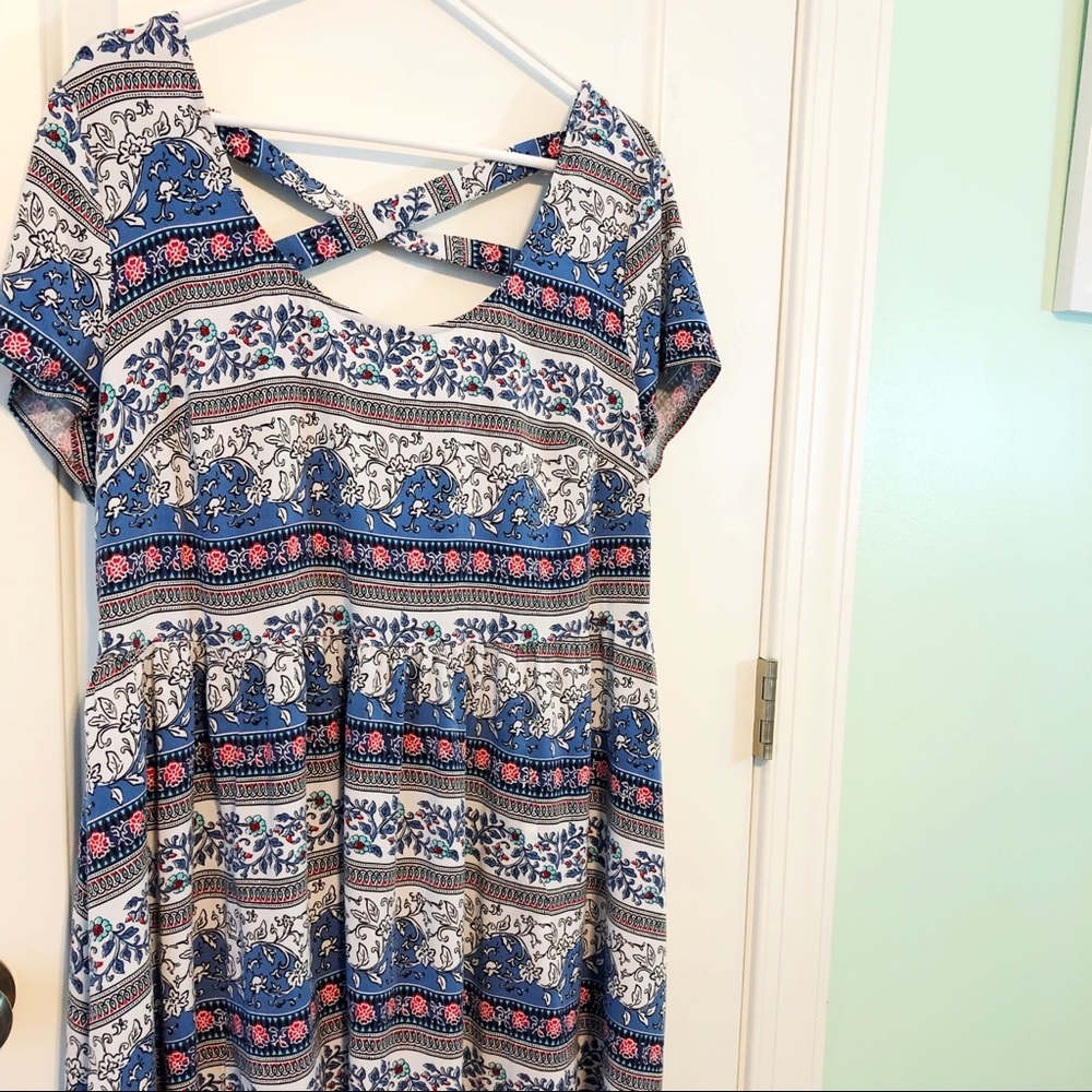 floral, boho-style, multi-colored midi dress
